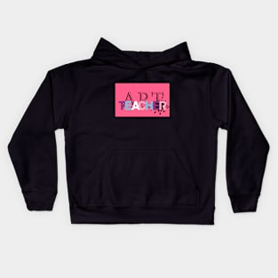 Art teacher in pink background Kids Hoodie